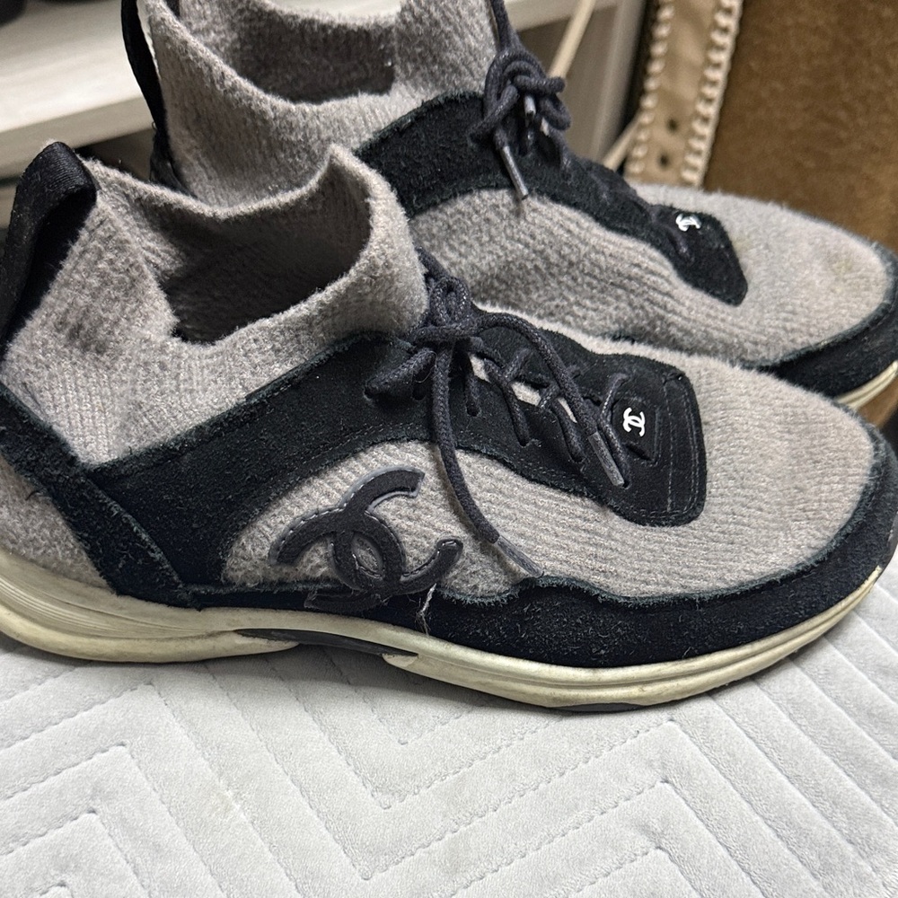 CHANEL Gray and Black Women's Sneakers